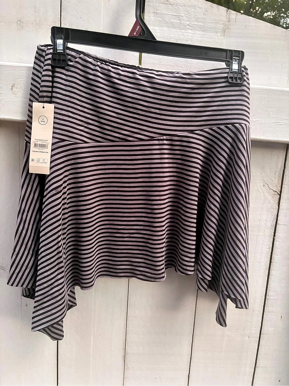 No Boundaries NB Asymmetrical Skirt Striped Asymmetrical Skirt in Black & Gray
